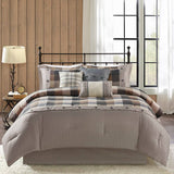 Cabin Farmhouse Buffalo Check Comforter/Duvet Cover Set, Tan