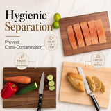 Premium 3pc Book Cutting Board Set with Stand, Space-Saving Decorative Wood Cutting Board Library, 100% Natural Wood Grain Finish, Sleek Laser-Engraved Labels