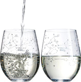 Set of 2 Zodiac Sign Wine Glasses with 2 Wooden Coasters (Virgo)