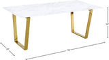 Cameron Gold Stainless Steel Dining Table with Solid Stone Top - Contemporary Elegance for Your Home