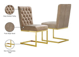 Cameron Velvet Dining Chair Set - Contemporary Design with Gold Stainless Steel Base and Deep Tufting