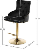 Claude Contemporary Adjustable Stool with Plush Velvet, Chrome Trim, and Deep Tufted Design for Comfort