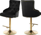 Claude Contemporary Adjustable Stool with Plush Velvet, Chrome Trim, and Deep Tufted Design for Comfort