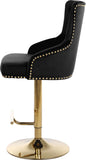 Claude Contemporary Adjustable Stool with Plush Velvet, Chrome Trim, and Deep Tufted Design for Comfort