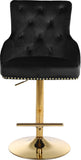 Claude Contemporary Adjustable Stool with Plush Velvet, Chrome Trim, and Deep Tufted Design for Comfort