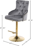 Claude Contemporary Adjustable Stool with Plush Velvet, Chrome Trim, and Deep Tufted Design for Comfort