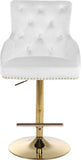 Claude Contemporary Adjustable Stool with Plush Velvet, Chrome Trim, and Deep Tufted Design for Comfort