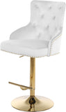 Claude Contemporary Adjustable Stool with Plush Velvet, Chrome Trim, and Deep Tufted Design for Comfort