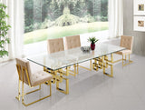 Pierre Gold Geometric Dining Table with Thick Glass Top - Contemporary Artistic Design for Elegance