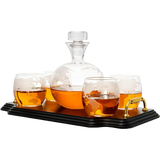 Etched World Map Globe Whiskey Decanter Set 750ml