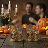 Golden Spider Whiskey Glasses Set of 2