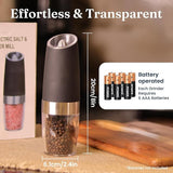 Battery Operated Salt & Pepper Mill with LED Light, Black