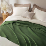 Soft Cotton Waffle Weave Blanket, Olive Green