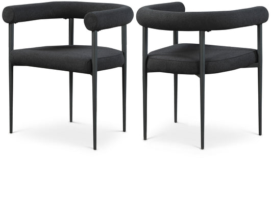 Louie Dining Chair Set of 2 - Modern Curved Back Design with Luxe Fabric and Durable Metal Frame