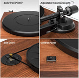 Angels Horn H002BT-OR Exceptional Quality Vintage Wooden Turntable  Bluetooth Vinyl Player