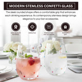 Confetti Stemless Wine Glasses Set of 2, 18.6oz