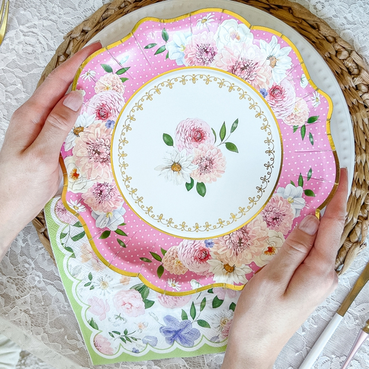 Tea Time Party 9 Inch Premium Paper Plates Set 16