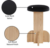 Wyatt Stool - Art Deco Velvet Bar or Counter Stool with Luxe Cushioned Seat and Natural Ash Finish