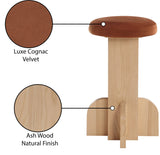 Wyatt Stool - Art Deco Velvet Bar or Counter Stool with Luxe Cushioned Seat and Natural Ash Finish
