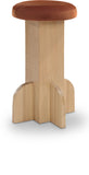 Wyatt Stool - Art Deco Velvet Bar or Counter Stool with Luxe Cushioned Seat and Natural Ash Finish