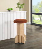 Wyatt Stool - Art Deco Velvet Bar or Counter Stool with Luxe Cushioned Seat and Natural Ash Finish