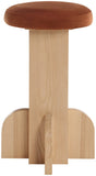 Wyatt Stool - Art Deco Velvet Bar or Counter Stool with Luxe Cushioned Seat and Natural Ash Finish