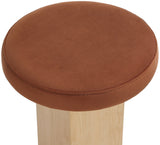 Wyatt Stool - Art Deco Velvet Bar or Counter Stool with Luxe Cushioned Seat and Natural Ash Finish