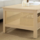 Wholesale 2-Tier Rattan Sides Open Shelf Storage Coffee Table