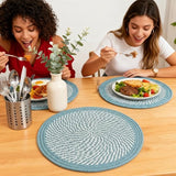 Melange Blue & White Braided Cotton Placemats - Set of 6