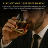 Snake Serpent Whiskey Glasses - 2 Glass Set Gold Design