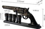 Luxury Black and Gold Pistol Decanter Set & 4 Shot Glasses
