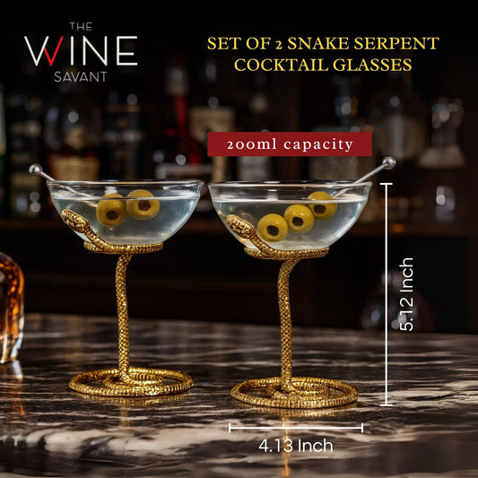Snake Serpent Cocktail Glasses - 2 Set