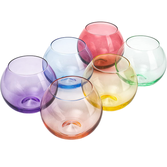 Colored Wine Glass Set, Large 12oz Bubble Glasses Set of 6