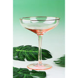 Colored Blush Pink & Gilded Rim Coupe Glass, Large 9oz