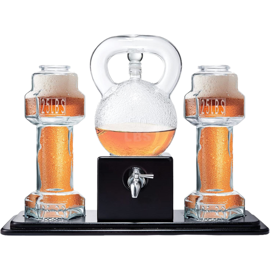 Kettlebell & Dumbbell Beer, Whiskey & Wine Dispenser Set