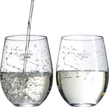 Set of 2 Zodiac Sign Wine Glasses with 2 Wooden Coasters (Gemini)