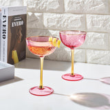 Vintage Art Deco Coupe for Champagne, Martini, Cocktails| Set of 2 | 7 oz (Pink)