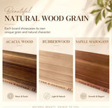 Premium 3pc Book Cutting Board Set with Stand, Space-Saving Decorative Wood Cutting Board Library, 100% Natural Wood Grain Finish, Sleek Laser-Engraved Labels