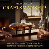 Submarine Whiskey & Wine Decanter Set - Wood Base 25oz