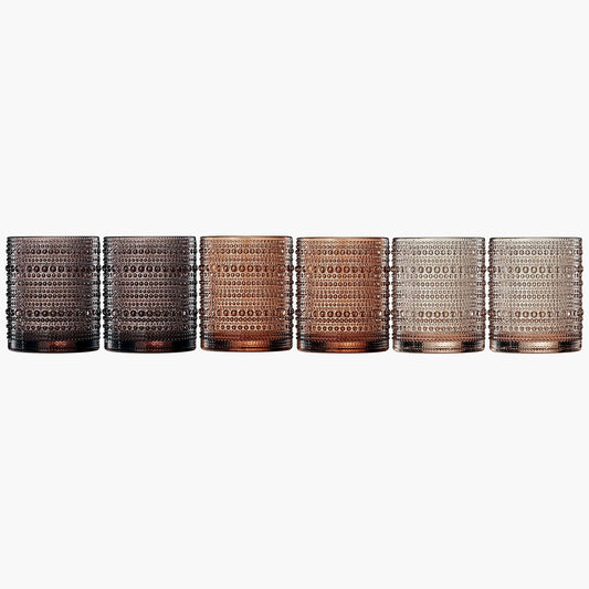 Hobnail Drinking Glasses, Venus Colors Beaded Tumbler | Set of 6