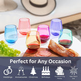 European Style Plastic Crystal Unbreakable Stemless Wine Glasses Set of 12