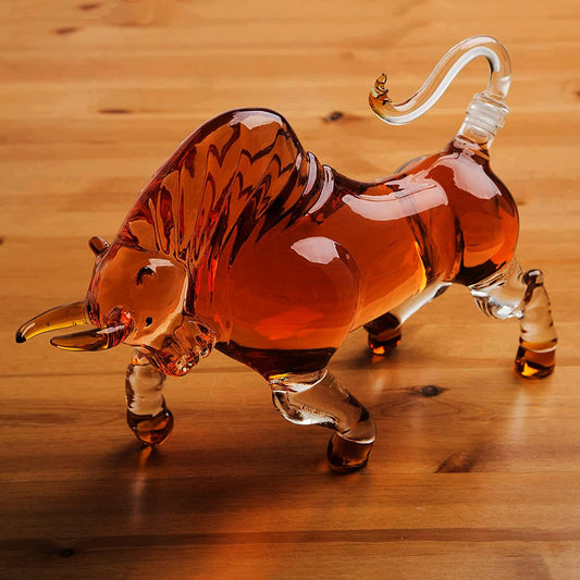 Charging Bull Heads Forward Animal Liquor Decanter