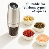 Battery Operated Salt & Pepper Grinder with LED Light, Silver
