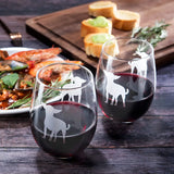 Set of 2 Chihuahua Dog Stemless Wine Glasses