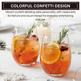 Confetti Stemless Wine Glasses Set of 2, 18.6oz