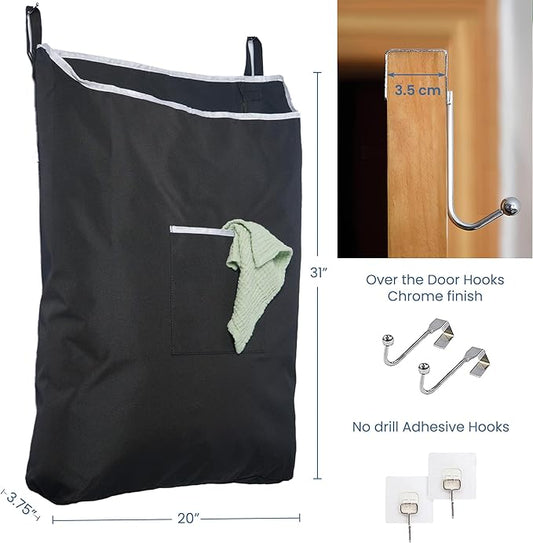 Door Hanging Laundry Bag - Black - XL