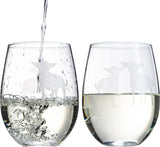 Set of 2 Chihuahua Dog Stemless Wine Glasses