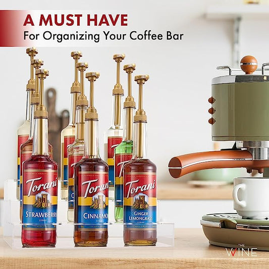 Acrylic Bottle Holder, Coffee Syrup Rack Display Case | 3-Tiered 9 Bottle