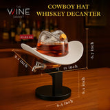 The Wine Savant Cowboy Hat Decanter, Western Style Rustic Design Glass - 800ml Clear