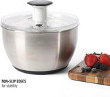 Calphalon Aero 6.3 Qt Stainless Steel Salad Spinner, Fruit Washer, Fruit Washing Bowl with Strainer, Vegetable Cleaner, Salad Cleaner, Lettuce Washer